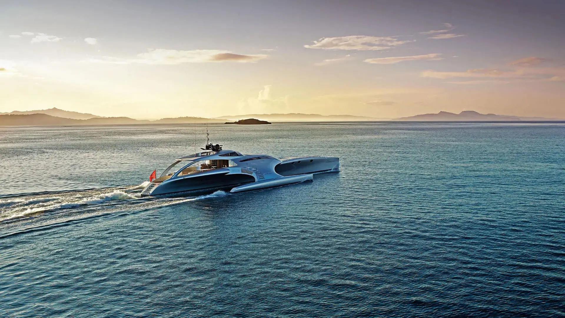 Adastra Trimaran Yacht in indonesian sea