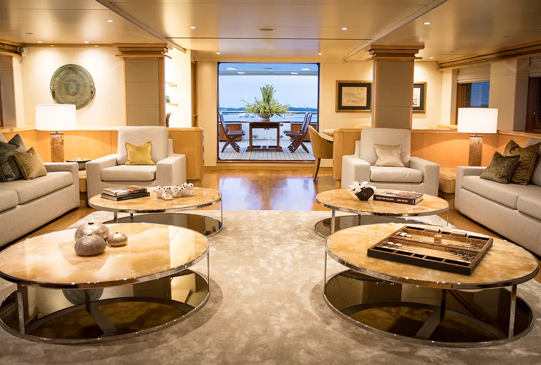 Aqua Blu Expedition Yacht | Elegant indoor lounge and salon