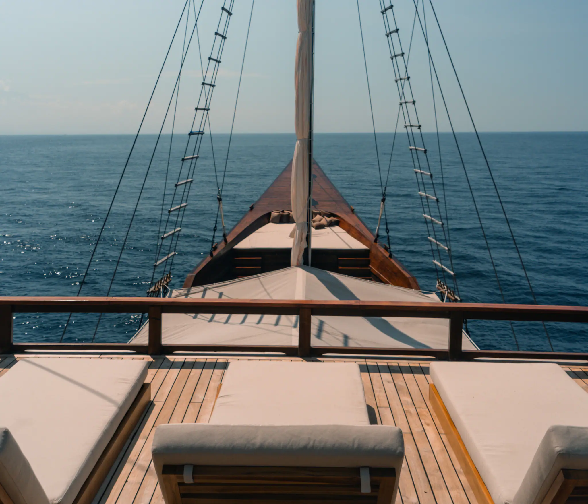Celestia Luxury Yacht | Celestia bow and sails at sea