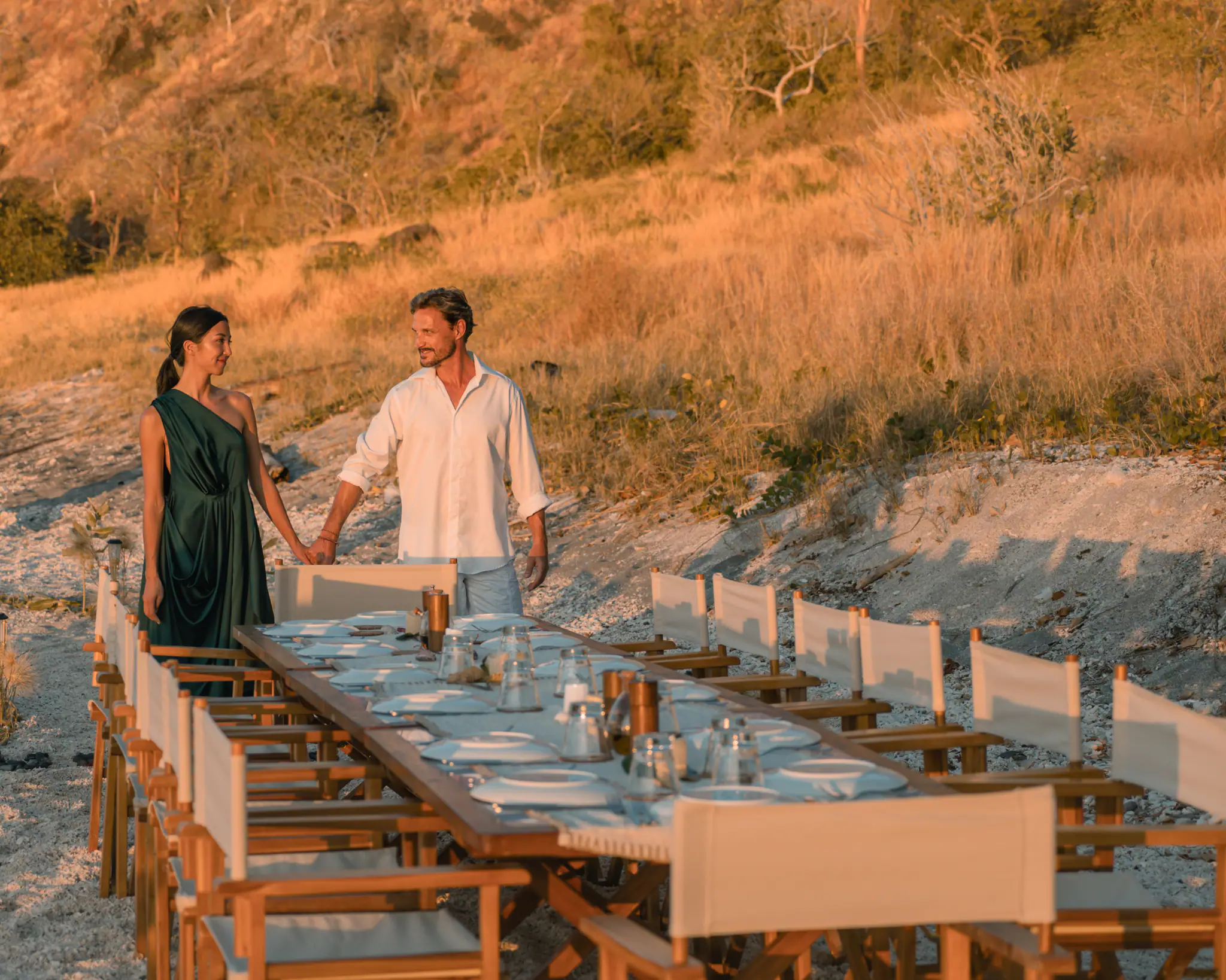 Celestia Luxury Yacht | Sunset beach dining near Celestia