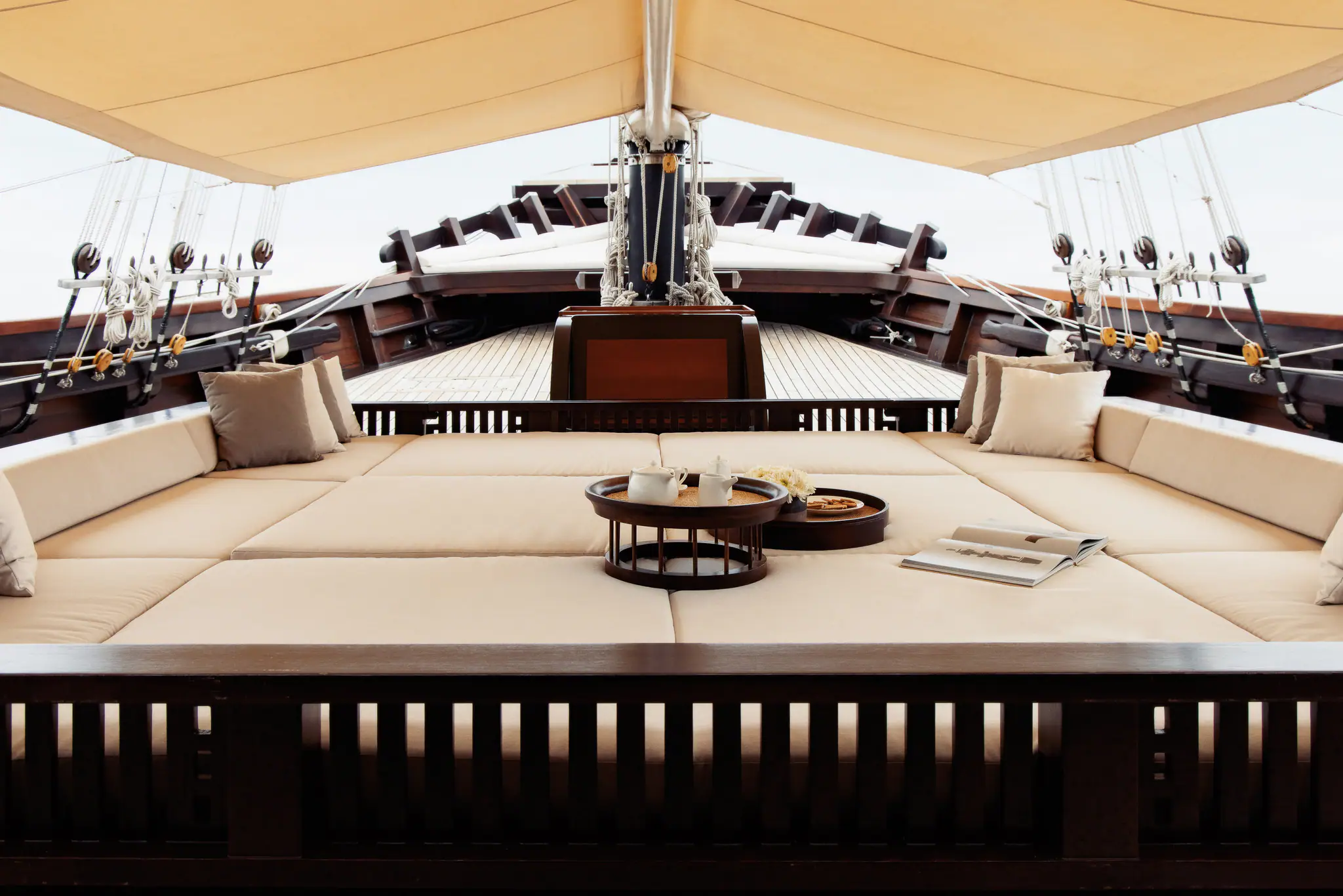 Dunia Baru Elegant Sailing Yacht | Bow lounge with panoramic views