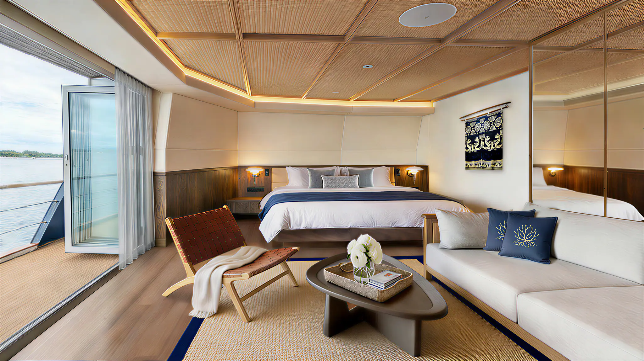 Kailana Explorer Yacht | Spacious and refined master cabin.