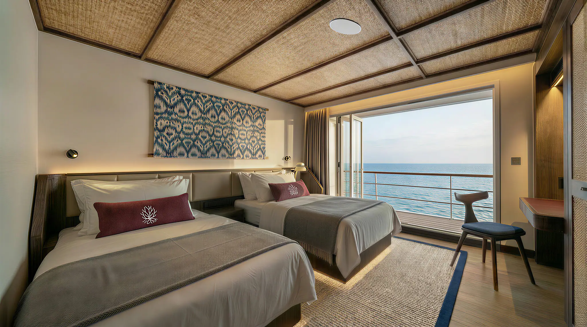 Kailana Premier Exploration Yacht | Twin Beds Refined Cabin
