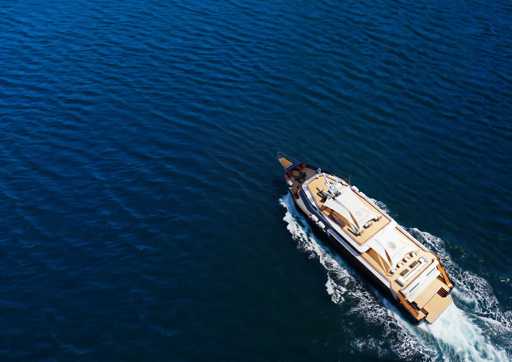 Kailana Premier Exploration Yacht | Aerial View at Sea