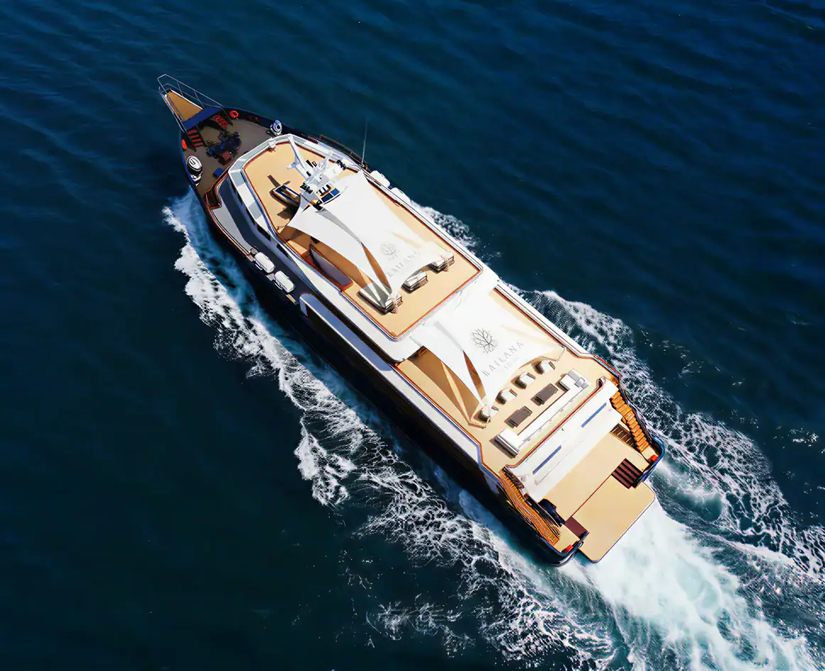 Kailana Premier Exploration Yacht | Aerial View at Sea