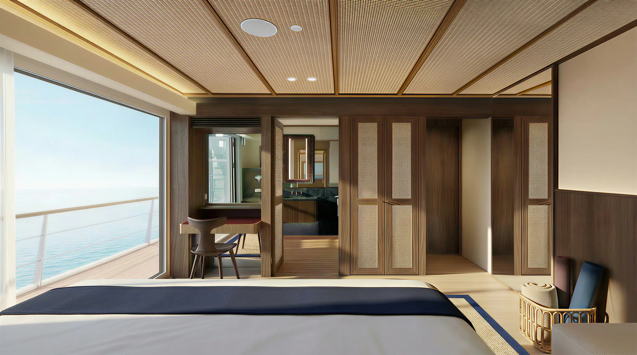 Kailana Premier Explorer Yacht | Ocean view junior cabin with refined materials