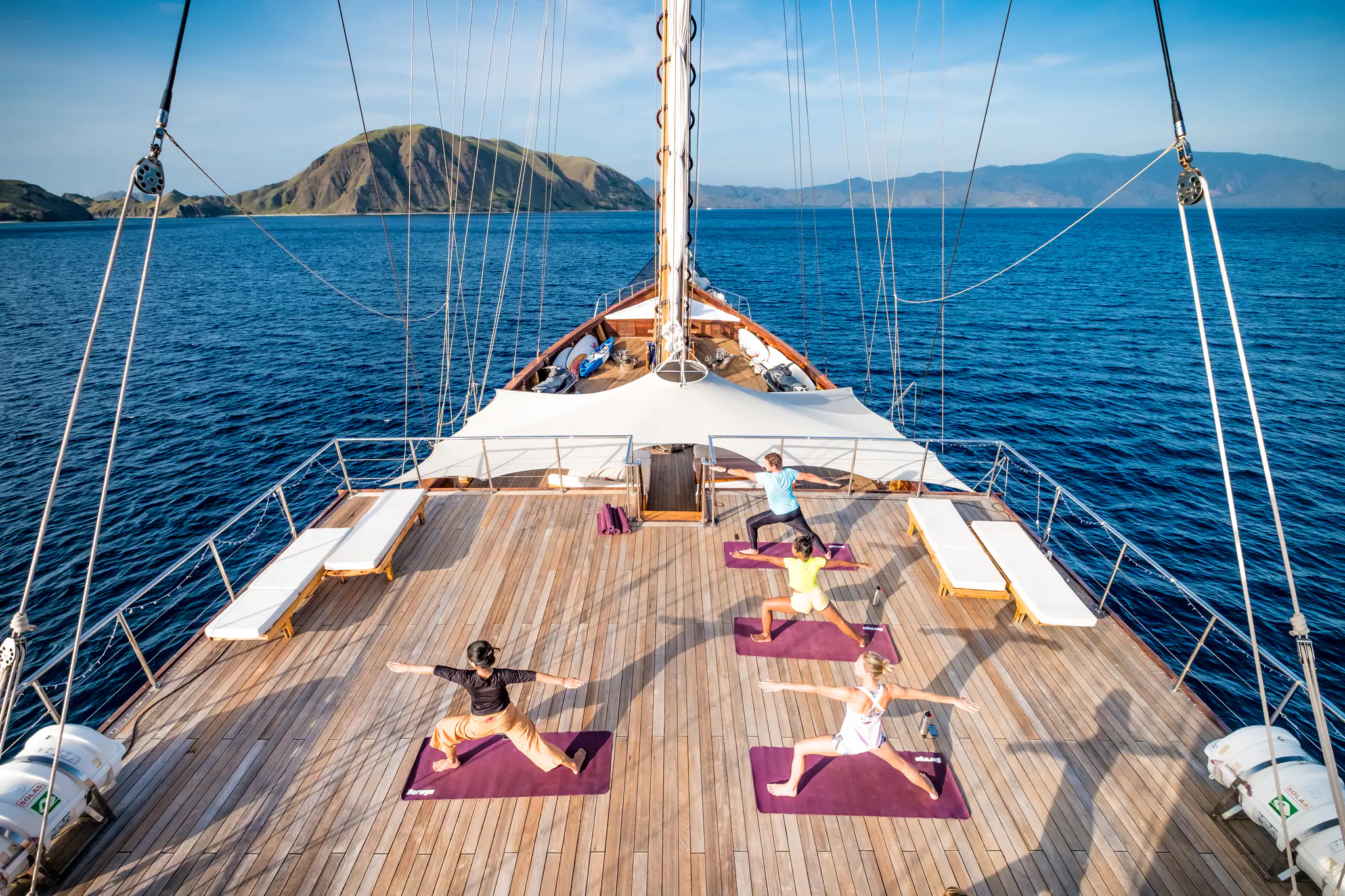 Lamima Phinisi Yacht | Private Yoga class on Lamima's sundeck