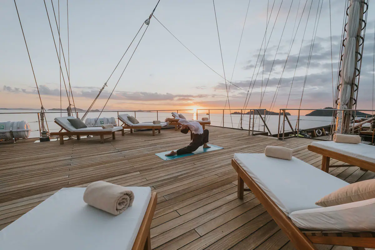 Lamima Phinisi Yacht | Yoga Activities on Sundeck