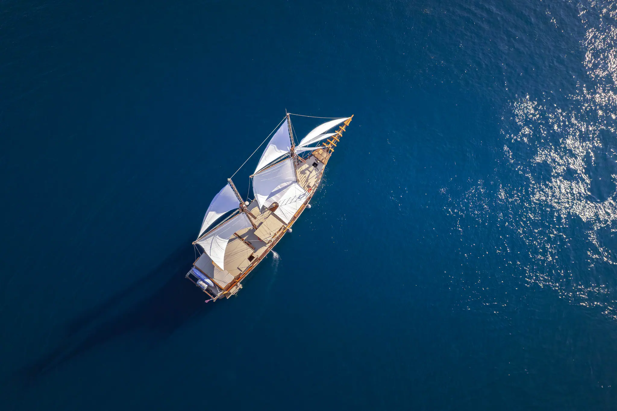 Nataraja Classic Sailing Yacht | Aerial View Under Sail