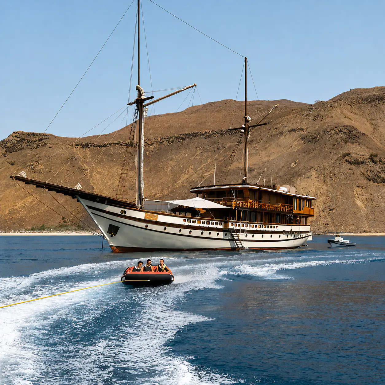 Prana Luxury Sailing Yacht | Cruising beside Komodo landscapes with inflatable toys