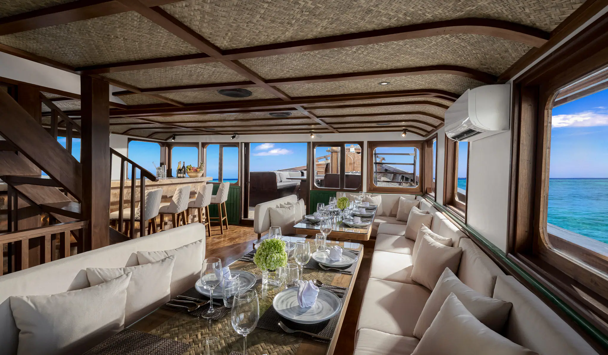 Samsara Samudra Heritage Sailing Yacht | Indoor Lounge and Dining Area