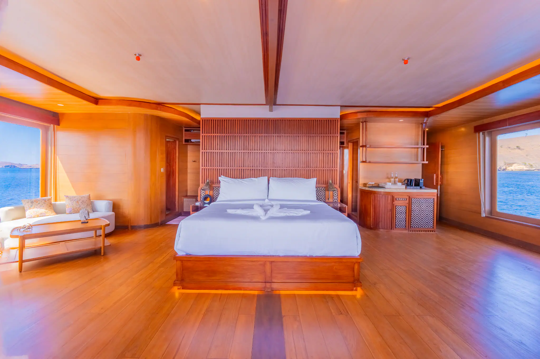 Sanctuary Grand Phinisi Yacht | Aerial sailing yacht perspective