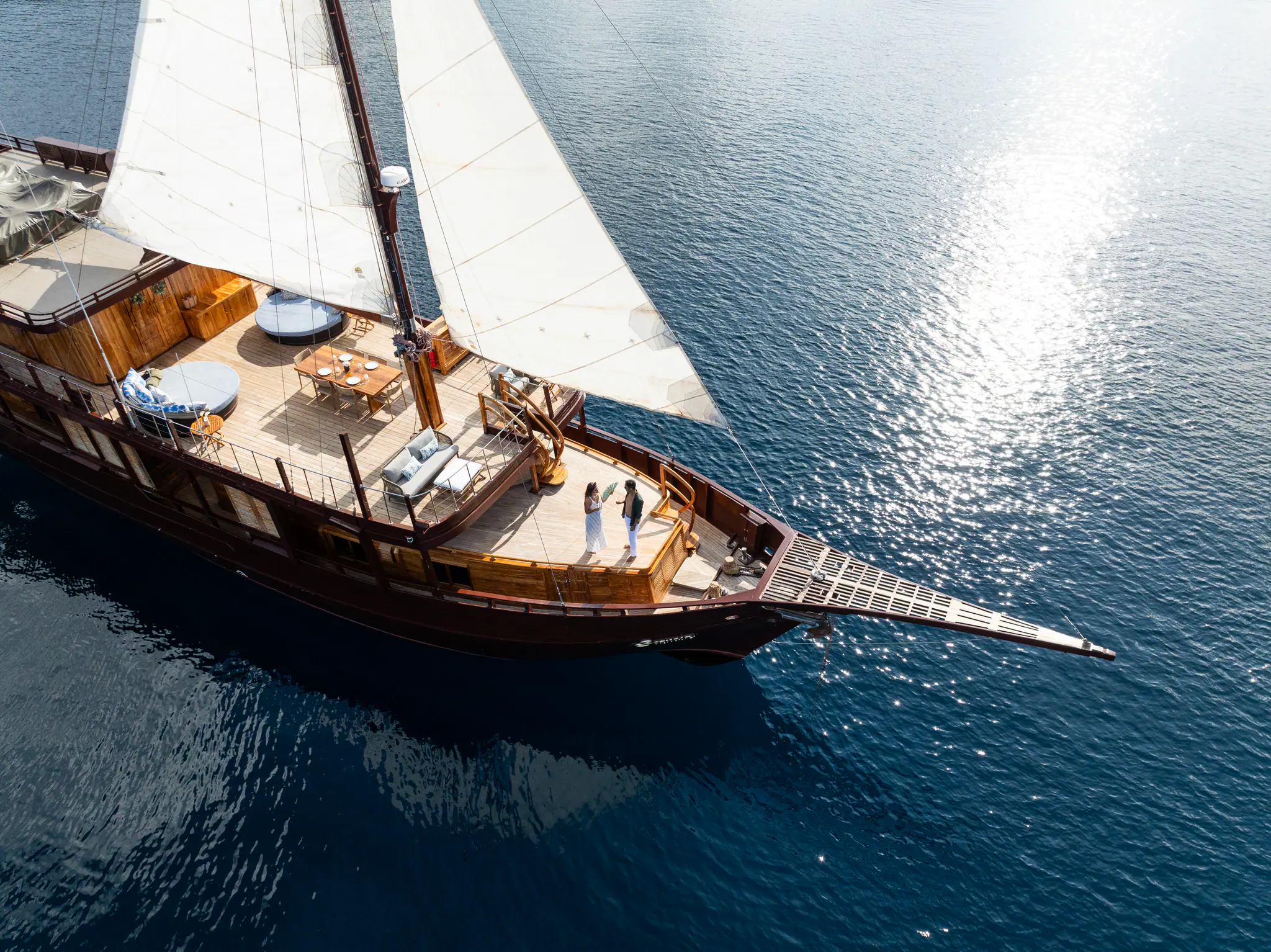Sequoia Sailing Yacht | Aerial View Under Sail